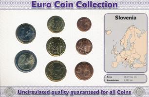 Szlovénia 2007-2009. 1c-2E (8xklf) forgalmi összeállítás "The Euro Coins of Slovenia" kart...