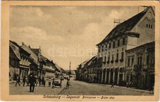 Segesvár, Schässburg, Sighisoara; Bajor utca, Tarnaverna, étterem, I. Bresina üzlete / Baiergasse / street, shops, restaurant (EK)