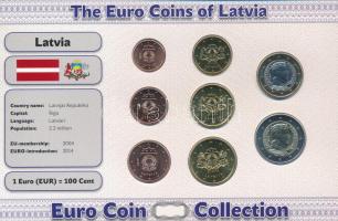 Lettország 2014. 1c-2E (8xklf) forgalmi összeállítás "The Euro Coins of Latvia" karton díszlapon T:AU  Latvia 2014. 1 Cent - 2 Euro (8xdiff) coin set in "The Euro Coins of Latvia" cardboard display sheet C:AU