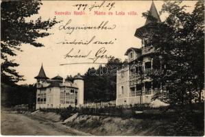 1909 Szováta-fürdő, Mária és Lola villa. Dragomán S.J. kiadása / villas (gyűrődés / crease)