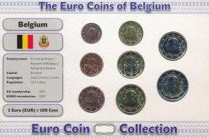 Belgium 2004-2012. 1c-2E (8xklf) forgalmi összeállítás "The Euro Coins of Belgium" karton díszlapon T:AU karton tokon ragasztás elengedett Belgium 2004-2012. 1 Cent - 2 Euro (8xdiff) coin set in "The Euro Coins of Belgium" cardboard display sheet C:AU loose glueing on cardboard sheet