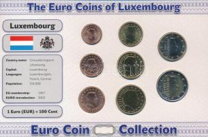 Luxemburg 2002-2007. 1c-2E (8xklf) forgalmi összeállítás "The Euro Coins of Luxemburg" karton díszlapon T:AU  Luxembourg 2002-2007. 1 Cent - 2 Euro (8xdiff) coin set in "The Euro Coins of Luxembourg" cardboard display sheet C:AU