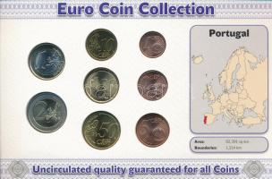 Portugália 2002-2011. 1c-2E (8xklf) forgalmi összeállítás "The Euro Coins of Portugal" kar...