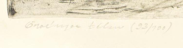 Fejes István (1940-1982): Örvényes télen. Rézkarc, papír, jelzett, számozott (93/100), kissé foltos,...