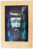 Jelzés nélkül, XX. sz. vége: Portré tollas kalappal. Monotípia, papír, paszpartuban, 37x24,5 cm