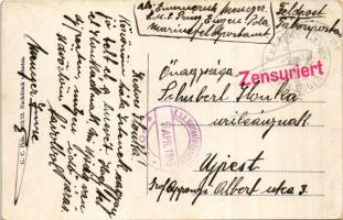 1915 Zerstörer in voller Fahrt. K.u.K. Kriegsmarine / SMS Huszár az Osztrák-Magyar Haditengerészet H...