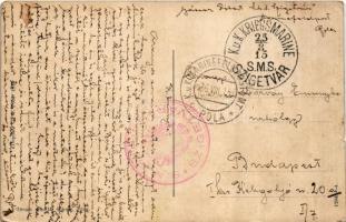 1915 Flaggenschiff "Viribus Unitis" mit Hochseebooten / WWI Austro-Hungarian Navy, K.u.K. ...