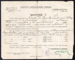 1922-1923 Torboszlói Bereczky Sándor, Seprőd (Maros-Torda vármegye, Erdély) községben született buda...