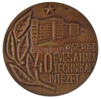 1987. 40 éves a Haditechnikai Intézet kétoldalas, öntött bronz plakett (80mm) T:AU