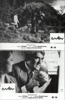 cca 1976 ,,Omen" című amerikai horrorfilm jelenetei és szereplői (köztük Gregory Peck), 10 db vintage produkciós filmfotó ezüst zselatinos fotópapíron, a használatból eredő (esetleges) kisebb hibákkal, 18x24 cm