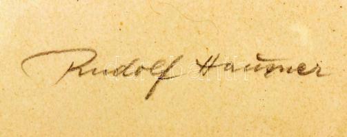 Rudolf Hausner (1914-1995): TRaumbilder. Litográfia, papír, Jelzett., üvegezett keretben 32x26 cm