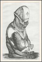 KNL jelzéssel: Sci-fi lény. Tus, papír. Paszpartuban. 16,5x11 cm