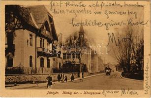 1918 Pöstyén, Piestany; Königs-Zeile / Királysor, villa. Adler Mór kiadása / street view, villa + Rotes Kreuz Kriegsspital in Pöstyén IV. Gruppe (EK)