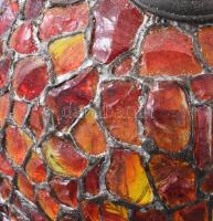 Bronz Tiffany jellegű lámpa. Kissé sérült üveggel. Működik 58 cm