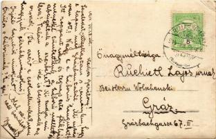 1914 Rimaszombat, Rimavská Sobota; férfiak evezős csónakban / men in a rowing boat. photo (vágott / ...