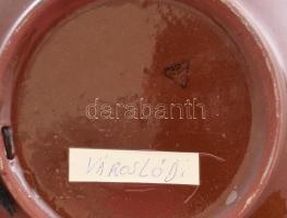 Városlőd mázas kerámia dísztál. Kézzel festett, jelzett, hibátlan 35 cm