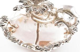 Masszív ezüstözött sétáló gyertyatartó 14 cm