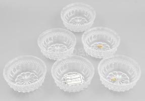 Bohámia cseh kristály 6 db kompótos tálka. formába öntött üveg d: 12 cm HIbátlan eredeti dobozában
