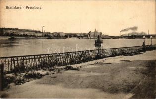 Pozsony, Pressburg, Bratislava; Városi fürdő, híd, gőzhajó / bath, bridge, steamship (EB)