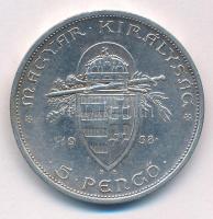 1938. 5P Ag "Szent István" T:AU patina, kis ph. Adamo P8.1