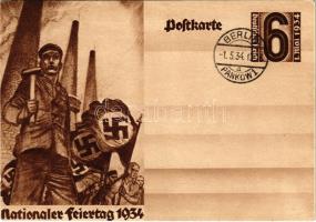 1934 Nationaler Feiertag 1. Mai / NSDAP German Nazi Party working class propaganda, swastika + 6 Ga.