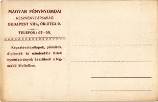 Budapest XIV. Városligeti tó, Vajdahunyad vára. Hátoldalon Magyar Fénynyomdai Részvénytársaság reklá...