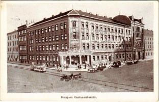 Budapest V. Hotel Continental szálloda, automobil, villamos. Pallas nyomda kiadása