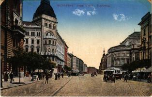 1915 Budapest VIII. József körút, automobil, villamosok (kopott sarkak / worn corners)