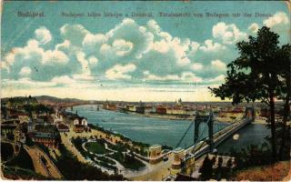 1915 Budapest, teljes látképe a Dunával + "K. K. Landsturm-Bataillon No. 91. 3. Kompagnie" (EK)