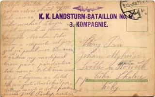 1915 Budapest, teljes látképe a Dunával + "K. K. Landsturm-Bataillon No. 91. 3. Kompagnie"...