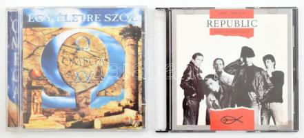 2 db zenei CD: Omega - XV. Egy Életre Szól. CD, Album. MI-5 Records, Magyarország, 1998. + Republic - Indul A Mandula!!! CD, Album. Gong, Magyarország, 1995. Karcos lemezek.