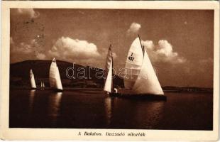 1940 Balaton, duzzadó vitorlák, vitorlások (EK)