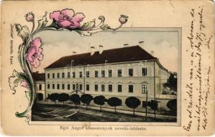 1903 Eger, Angol kisasszonyok nevelőintézete. Baross nyomda, Floral (szakadások / tears)