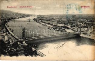 1905 Budapest, Erzsébet híd, gőzhajók. Divald Károly kiadása (fl)