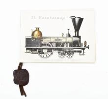 1971 A 21. Vasutasnap meghívója, színes illusztrációkkal, viaszpecséttel, 5 sztl. lev.
