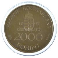 1997. 2000Ft Ag "Integráció az EU-ba-EURO I" kapszulában, tanúsítvánnyal, dísztokban T:UNC (eredetileg PP) fo., ujjlenyomat Adamo EM147