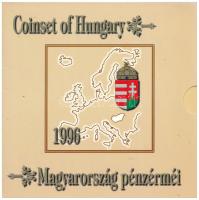 1996. 10f-100Ft (10xklf) 50 éves a Forint forgalmi sor dísztokban. A belső tokon a ragasztás kissé elengedett. T:BU patina Adamo FO29