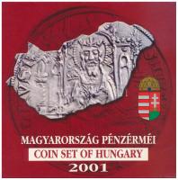 2001. 1Ft-100Ft (7xklf) forgalmi sor dísztokban, "Magyarország pénzérméi" sorozat, belső tokon a ragasztás részben elengedett T:BU Adamo FO34