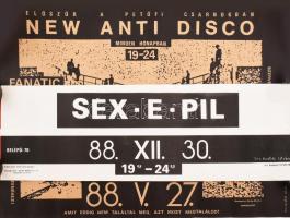 1988 Sex Epil Pecsa 3 db koncert plakát 60x40 cm