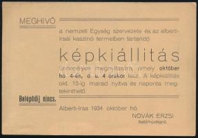 1934 Gömbös Gyula vezette Nemzeti Egység Pártjának albertirsai szervezete által szervezett képkiállítás meghívója