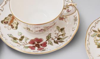 Zsolnay pillangó mintás mokkás készlet. Hat személyes plusz egy gyertyatartó. Kézzel festett, jelzet...