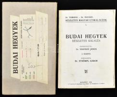 Budai hegyek. Részletes Magyar Útikalauzok 1. Szerk.: Dr. Vigyázó János. Átdolgozta: Dr. Strömpl Gábor. Bp., 1934, Turistaság és Alpinizmus, 1 (kihajtható térkép) t. + 135+3 p. + 2 t. 3. kiadás. Átkötött modern papírkötés. + 1927 Budai hegyek térképe, 1:37.500, vászonra kasírozva, 60x47 cm