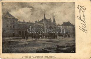 1901 Pécs, az új pályaudvar homlokzata, vasútállomás (EK)