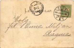 1901 Pécs, az új pályaudvar homlokzata, vasútállomás (EK)