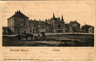 1904 Pécs, indóház, vasútállomás. Fürst Lipót kiadása (fl)