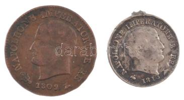 Olasz Államok / Napóleon Királysága 1809V 1c Cu "I. Napóleon" + 1813M 5s Ag "I. Napól...