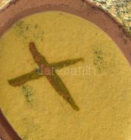 Padlóváza. Színes, hólyagos mázzal. Kézzel festett, jelzett, minimális mázhibával 49 cm