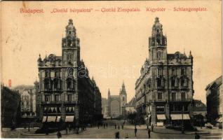 1907 Budapest V. Klotild bépralota, Kígyó tér, Erzsébet híd. Taussig A. 6833. (Rb)