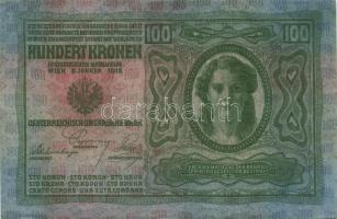 1912. 100K piros "Magyarország" körbélyegzővel (2x) egymásutáni sorszámmal T:I,I-