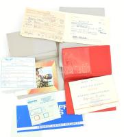 cca 1970-1980 IBUSZ külföldi társasutazás részvételi jegyek + MALÉV repülőjegy + Soviet Airlines angol nyelvű tájékoztató prospektus
